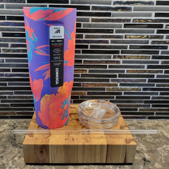 NEW CORKSICLE WATER JUICE BOTTLE TUMBLER 40 OZ FLOWER BLOOM STAINLESS STEEL - Picture 10 of 12